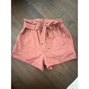 Abercrombie and Fitch Red Tie Waist Paperbag Shorts